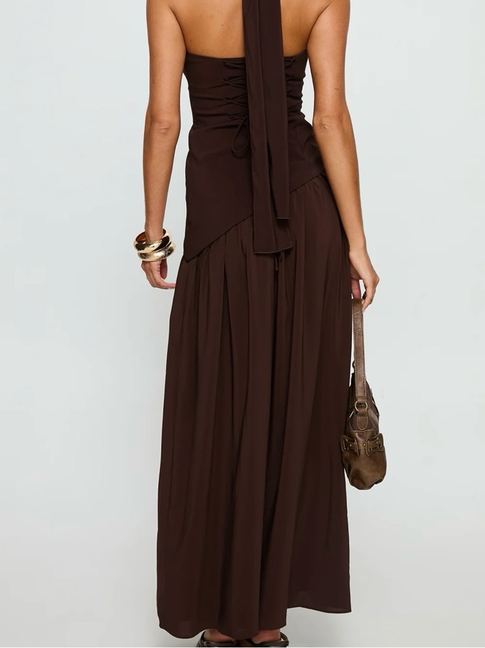 Princess Polly Odela Strapless Drop Waist Maxi Dress in brown - Picture 2 of 6